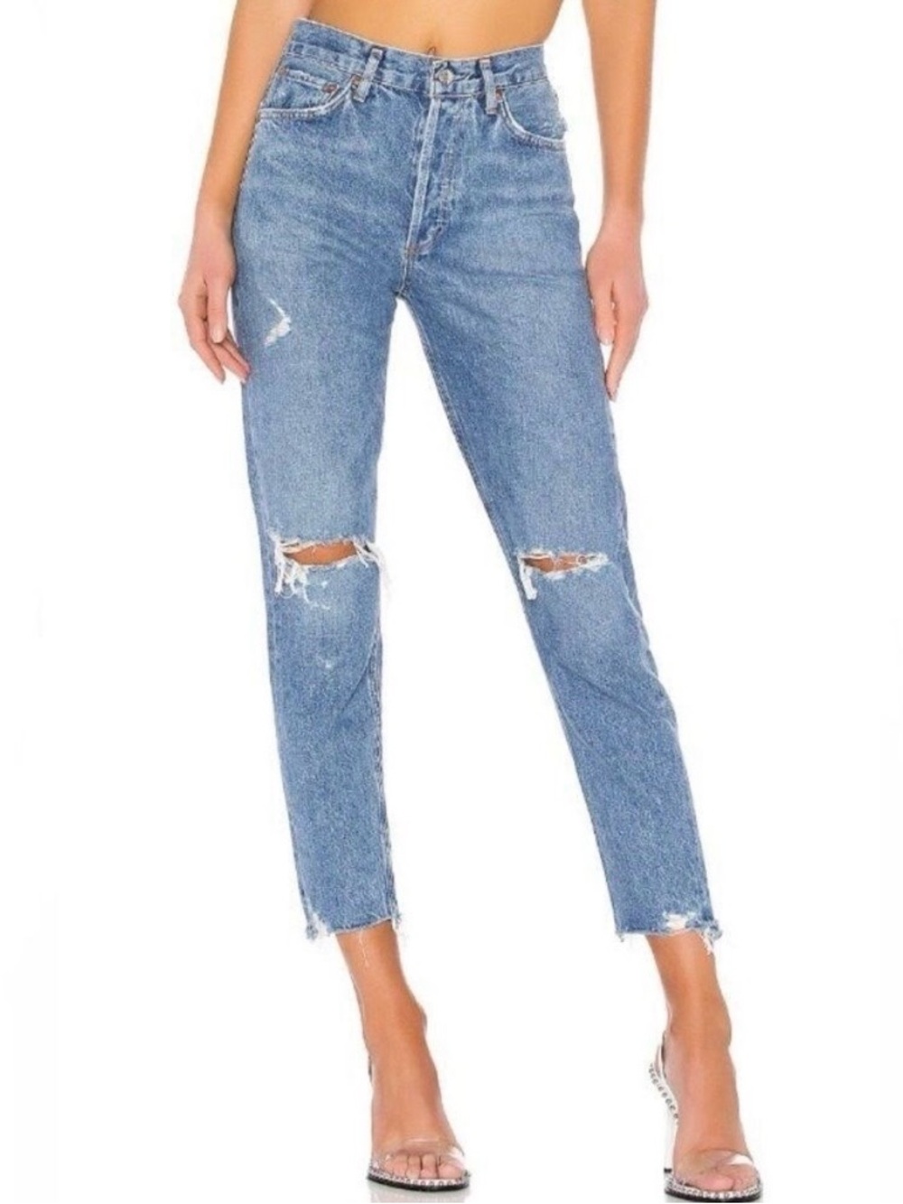 Agolde x Revolve Jamie Feel Good Distressed Straight Leg Jeans Size 25